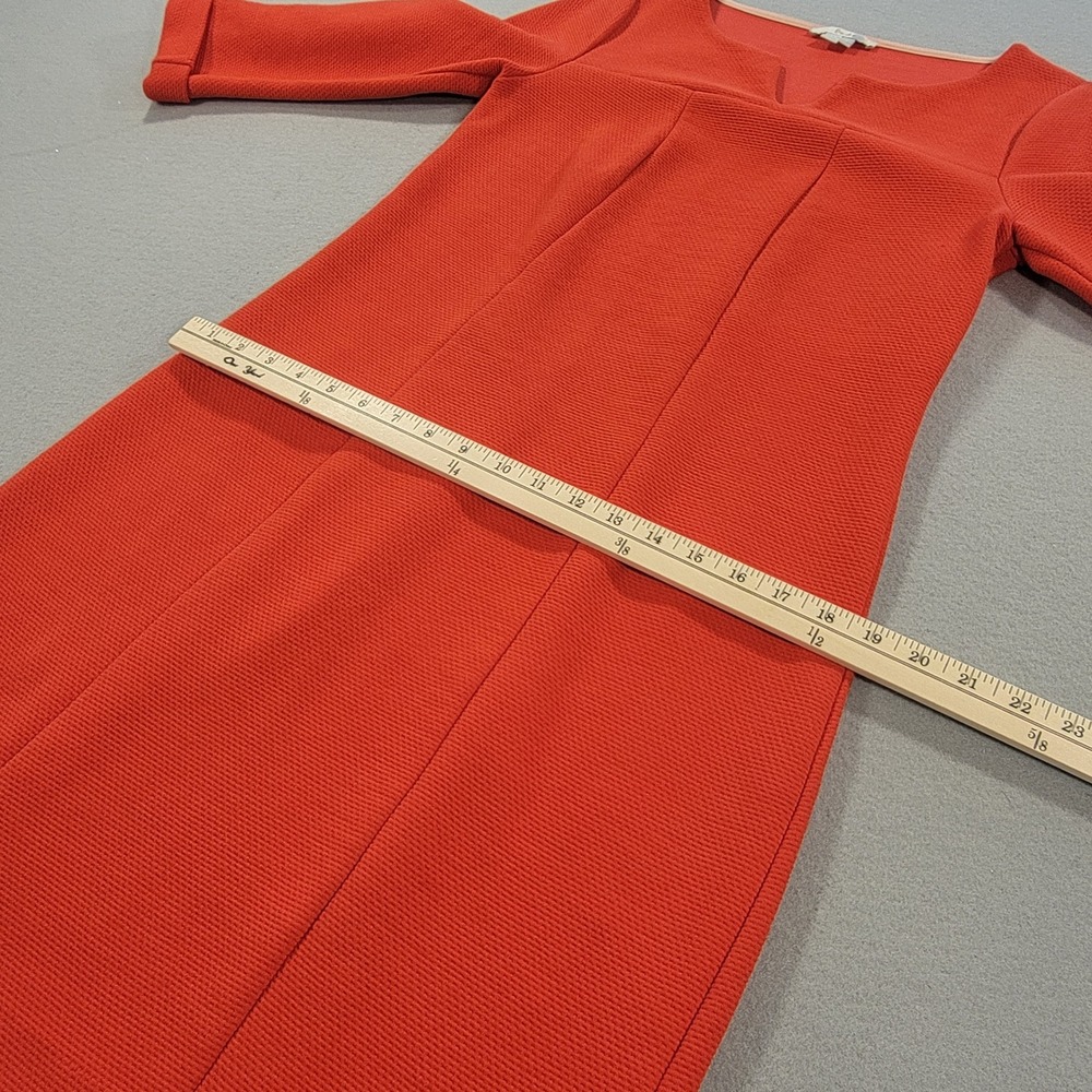 Boden Textured Shift Dress Coral‎ Red 3/4 Sleeve Mod Preppy Classic Women's US 8 - Picture 7 of 11
